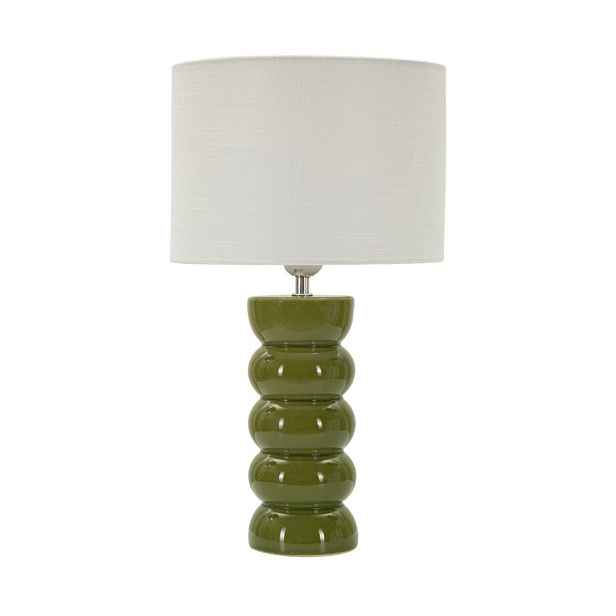 Bílá/zelená keramická stolní lampa s textilním stínidlem (výška 46 cm) Torr – Mauro Ferretti