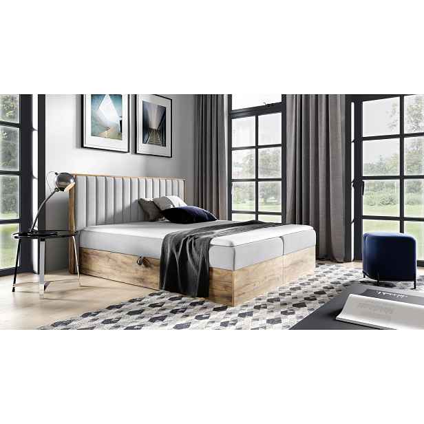Manželská postel CHANTELLE 4 - 160x220, světle šedá 1 + topper ZDARMA
