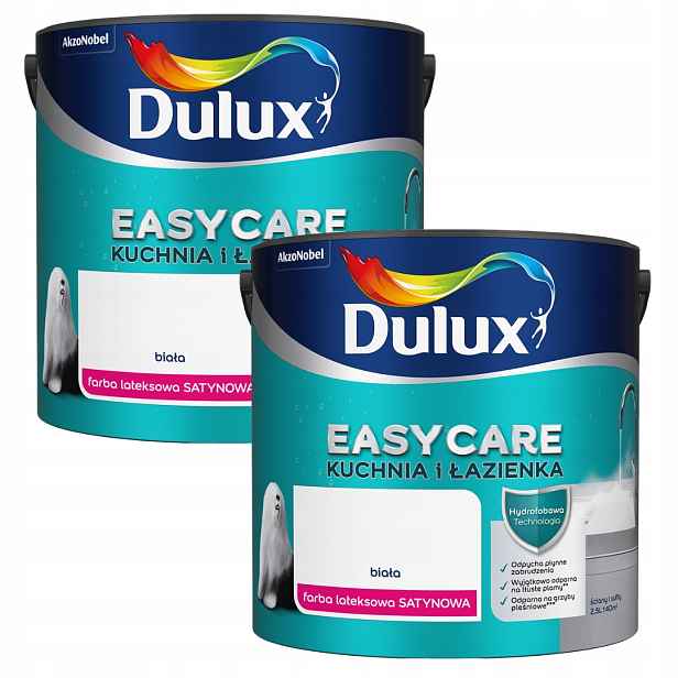 Set Dulux Easycare 2x2,5L Barva Kuchyň A Koupelna Bílá Saténová 5L