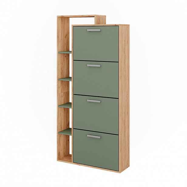 Vicco VÝKLOPNÍK NA BOTY Orlando Dub Goldkraft/zelená 80 x 166.1 cm se 4 přihrádkami