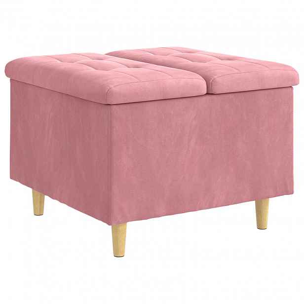 vidaXL Ottoman s úložným prostorem Růžová 60 x 60 x 45 cm samet