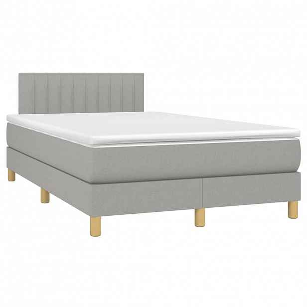 vidaXL Box spring postel s matrací světle šedá 120x190 cm textil
