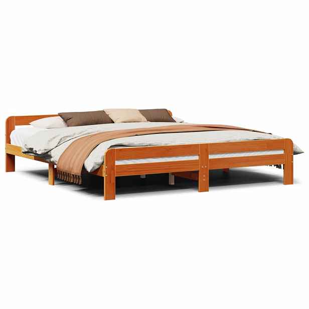 vidaXL Postel bez matrace voskově hnědá 200 x 200 cm masivní borovice