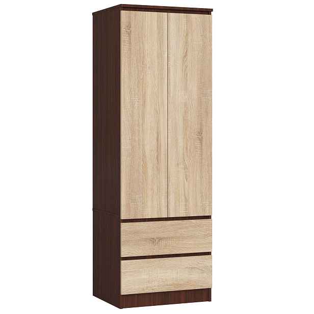 Ak furniture Šatní skříň Star 60 cm wenge/dub sonoma