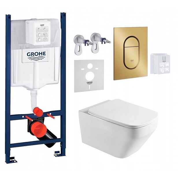 Grohe Rapid Sl s Wc mísou Imprese Naron a tlačítkem zlatá kartáčovaná barva
