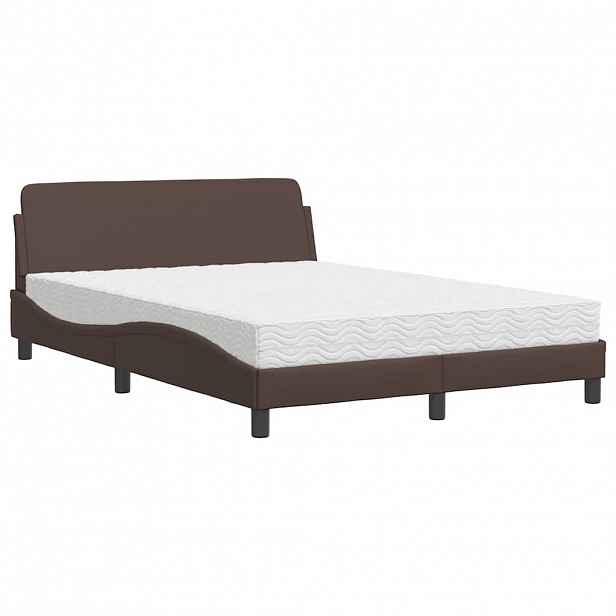 vidaXL Postel s matrací Dover hnědá 140 x 190 cm umělá kůže