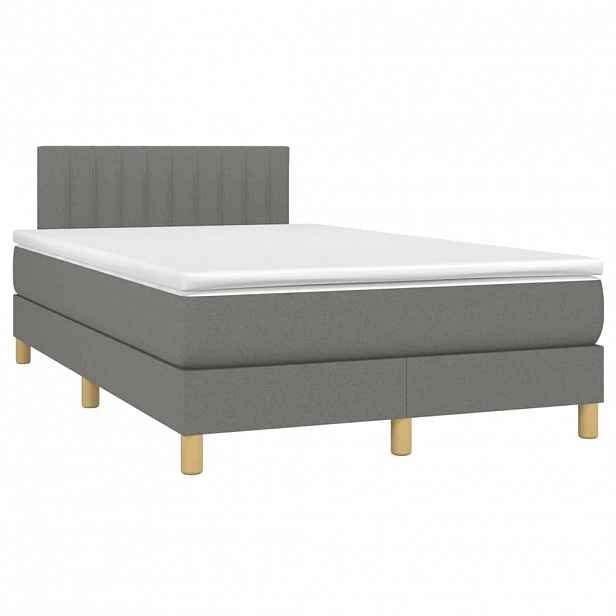 vidaXL Box spring postel s matrací tmavě šedá 120x190 cm textil