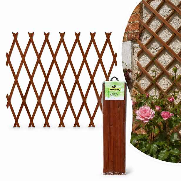 Dřevěný mřížkový výsuvný žebřík pro popínavé rostliny Trelliwood 1x3 m, hnědý
