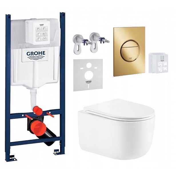 Grohe podomítková nádržka se zlatým tlačítkem a mísou na Wc Imprese Lesna