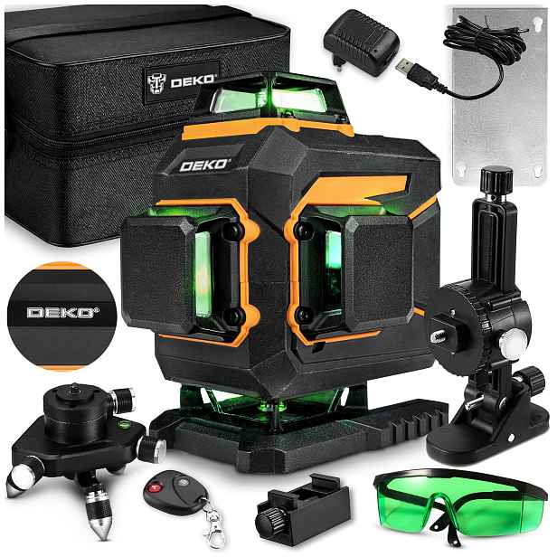 Křížový Laser Laserová Vodováha 360 Pro Rovinná 4D Zelená Deko