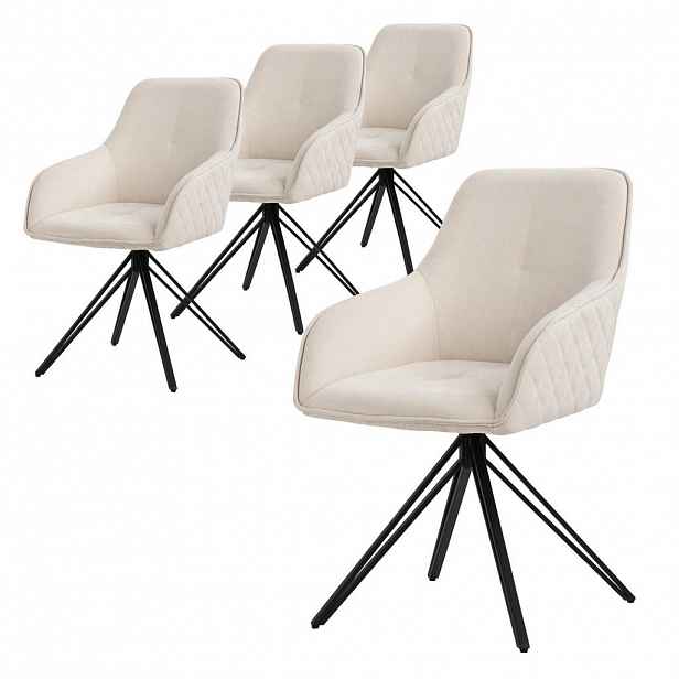 ML-DESIGN JÍDELNÍ ŽIDLE, sada 4 ks, otočná, krémová tkanina