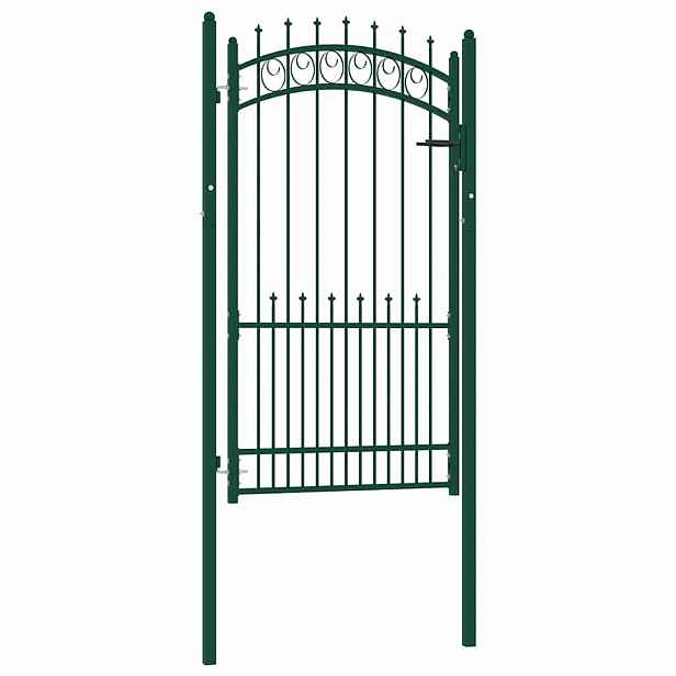 vidaXL Plotová branka EMMEN s hroty ocelová 104 x 134,5 cm zelená
