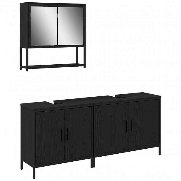 vidaXL Sada koupelnového nábytku 3 ks Černá 80 x 30 x 60 cm