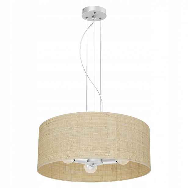 Závěsná lampa Marshall Bílý Ratan Abažur 3xE27 50x100cm Stropní Svítidlo Dům