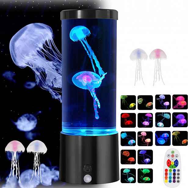 noční Led lampa s medúzou a pravou lávou pro akvárium s dálkovým ovládáním, kreativní