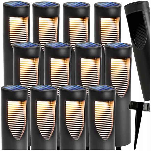 Zahradní lampa Solární sloupek Zapichovací Solární lampy IP54 Osvětlení 12x