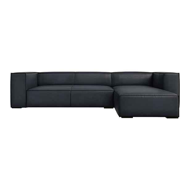Tmavě modrá kožená rohová pohovka (pravý roh) Madame – Windsor & Co Sofas