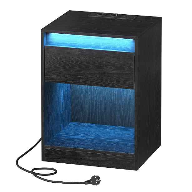 Vasagle noční komoda s Usb zásuvkami 1 šuplík 40 x 35 x 55 cm černá