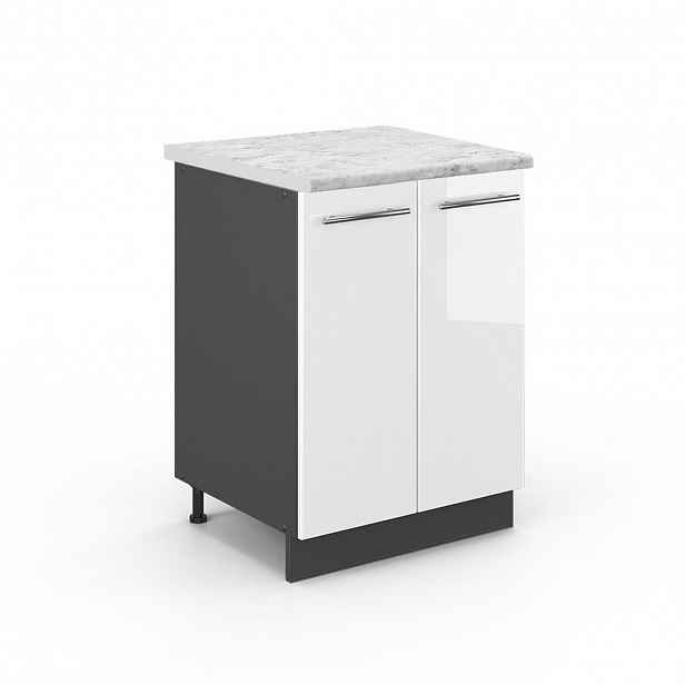 Vicco SPODNÍ SKŘÍŇKA KUCHYŇSKÉ LINKY Fame-Line Bílá vysoký lesk 60 cm , PD Mramor
