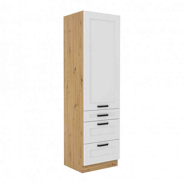 Vysoká skříňka LULA 60 DKS-210 3S 1F Tempo Kondela Dub artisan / bílá
