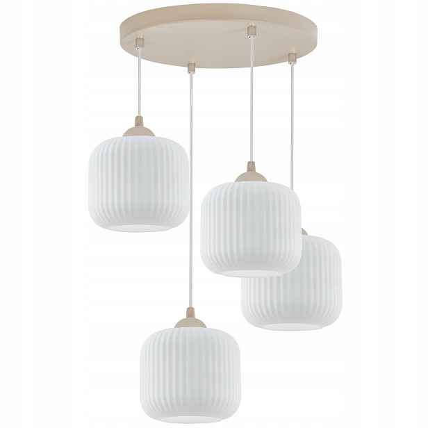 Závěsná Stropní Lampa Lustr Riffle Béžová Bílá Skleněná Do Obývacího Pokoje E27