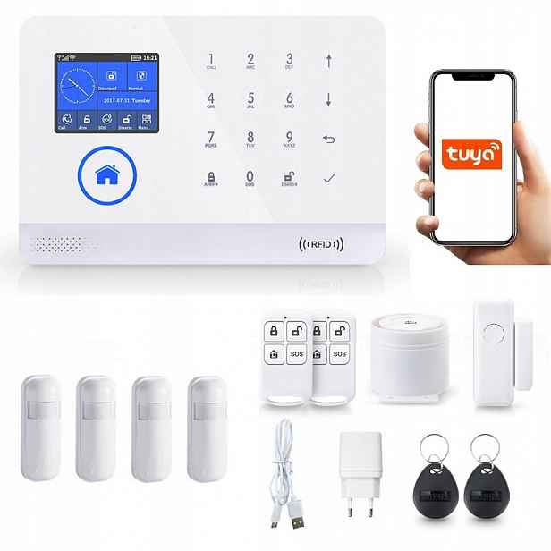 Bezdrátový LCD Alarm 2.4' Gsm WiFi Tuya Smart 4xPIR