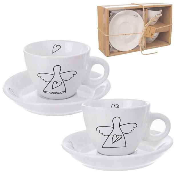Šálek s podšálkem keramický bílý na espresso 90 ml 2 ks