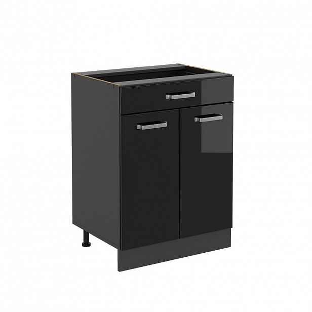 Vicco SPODNÍ SKŘÍŇKA KUCHYŇSKÉ LINKY R-Line Černý vysoký lesk 60 cm se zásuvkou, bez pracovní desky