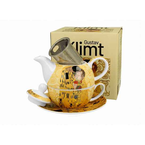 Duo Šálek s konvičkou Tea for one The Kiss Ecru Klimt