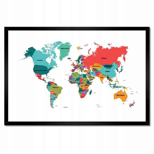Plakáty v rámu 60x40 Politická mapa světa
