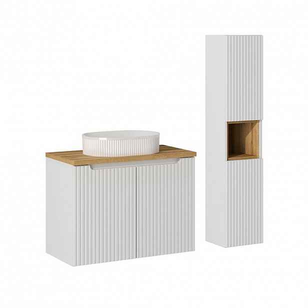Petits-meubles KOUPELNOVÝ NÁBYTEK 80cm Riva 2er-Set Bílá a dřevo