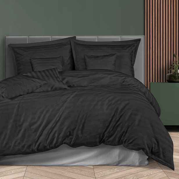 Povlečení z bambusovo-bavlněného saténu Stripe BLACK/160x200 +2x70x80 +4x40x40