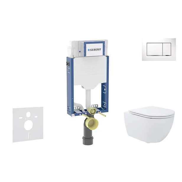 SANITINO - Set předstěnové instalace, klozetu Oudee a Slim sedátka softclose, tlačítko Sigma20, bílá/chrom SANI11CA31174