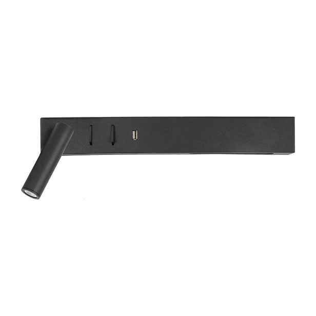 Matně černé kovové LED nástěnné svítidlo s ohybatelnou konstrukcí/s USB portem Vida – Nova Luce