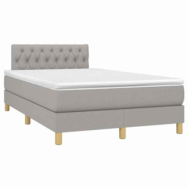 vidaXL Box spring postel s matrací světle šedá 120x190 cm textil