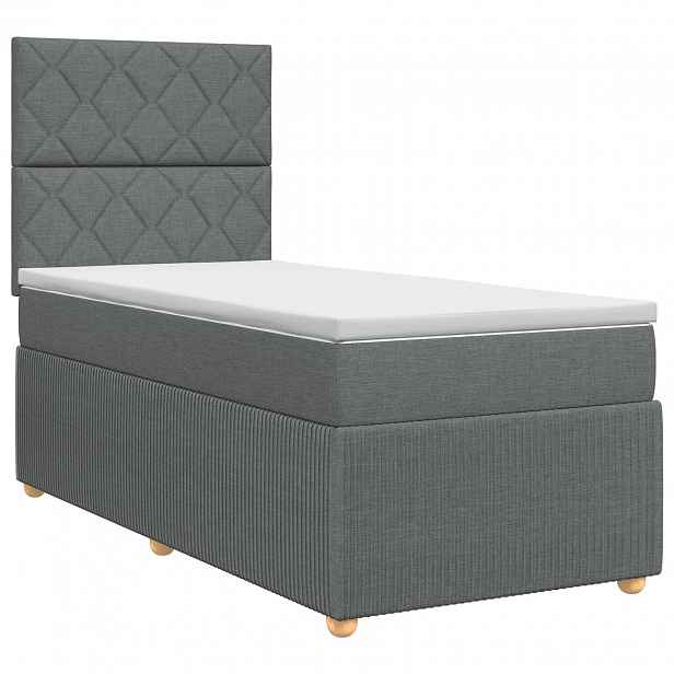 vidaXL Postel boxspring s matrací Tmavě šedá 100 x 200 cm Textil