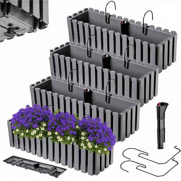 4x Balkonový Truhlík Květináč 60 cm Květináč Květináče Balustráda Balkon Šedá