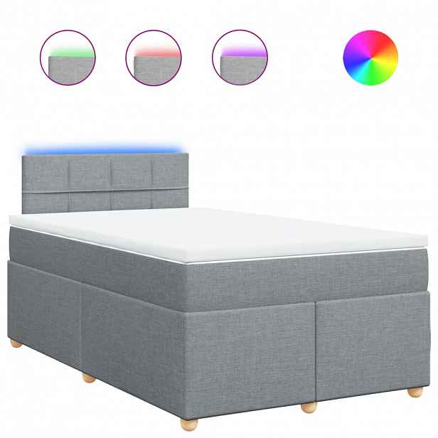 vidaXL Box spring postel s matrací světle šedá 120 x 200 cm textil
