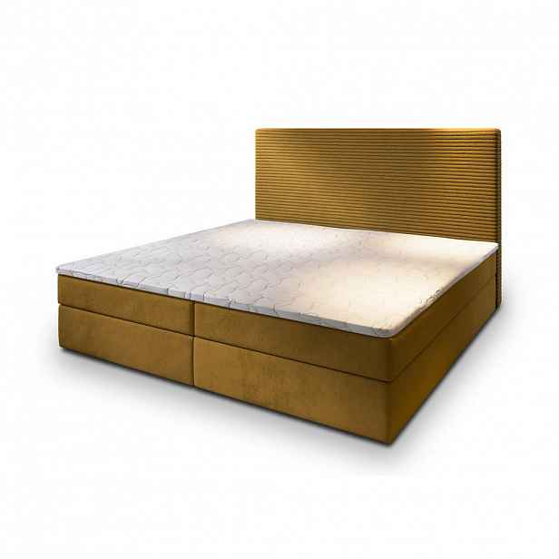 MASSENO AMERICKÁ POSTEL GIARRO 140x200 cm, s matrací a úložným prostorem, žlutá