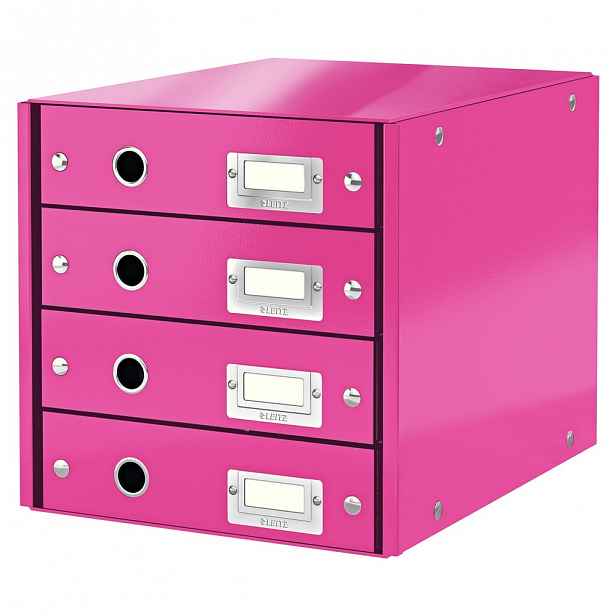 Růžový box se 4 zásuvkami Leitz Office, délka 36 cm