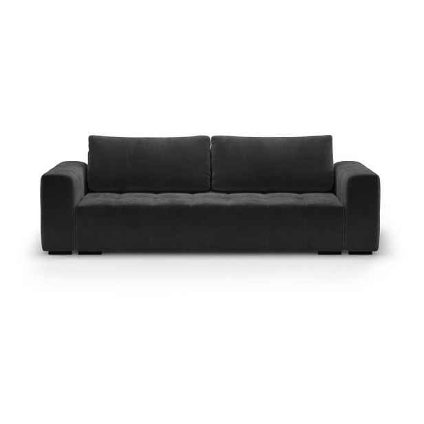 Tmavě šedá sametová rozkládací/s úložným prostorem pohovka 250 cm Luca - II. jakost – Milo Casa