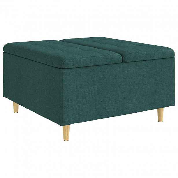 vidaXL Ottoman s úložným prostorem Tmavě zelená 80 x 80 x 45 cm textil