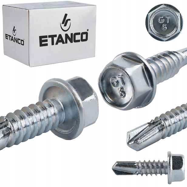 Samovrtné šrouby do kovu 6 mm 6,3x25 mm Pozink 500 ks Etanco GT6