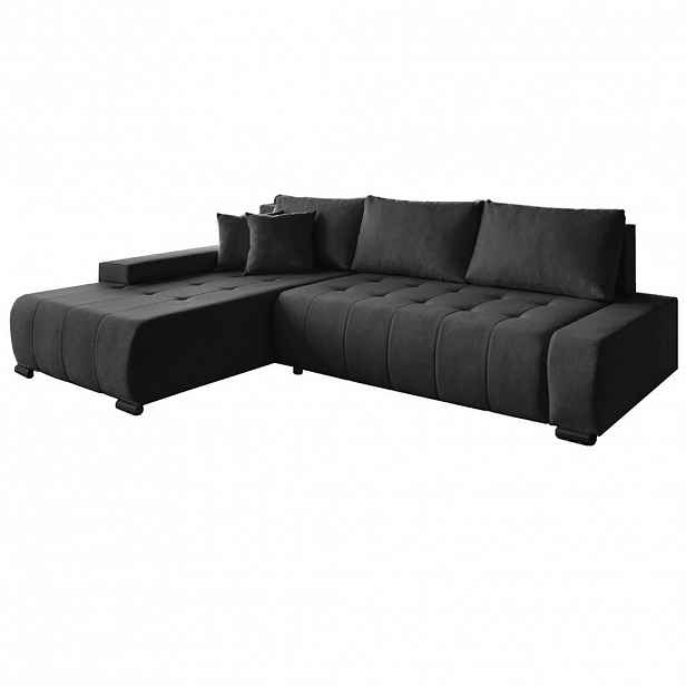 Beautysofa ROHOVÁ rozkládací pohovka Draco L černá, levá, tkanina pletená