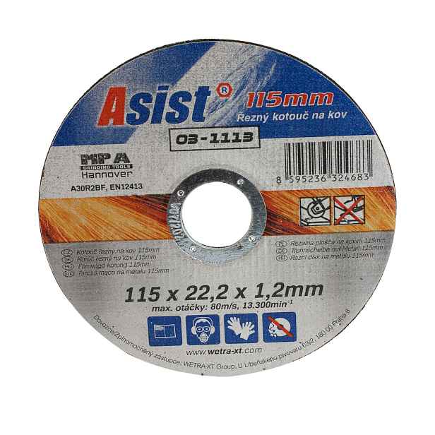 Kotouč řezný na kov 115x22,23x1,2mm ASIST 03-1115