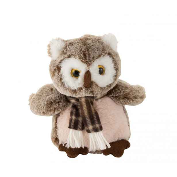 Malá plyšová sovička se šálou hnědá/béžová – 16*12,5*18 cm J-Line by Jolipa