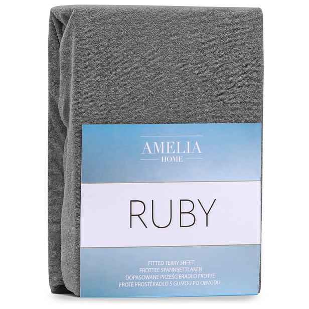 Restilo Froté prostěradlo s gumou AmeliaHome Ruby grafitové, velikost 80-90x200+30