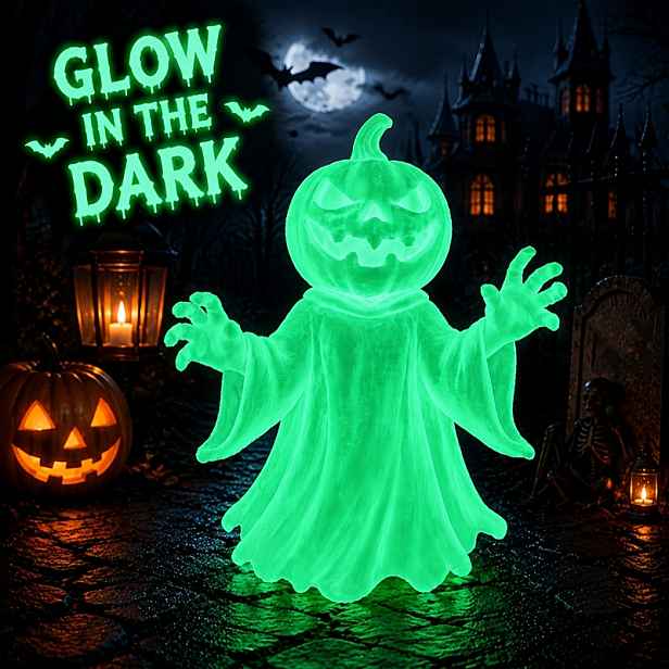 TEMU Halloweenská dýňová hlava svítící ve tmě, svítící soška, oslava Halloweenu, děsivá, strašidelná, roztomilá, dárek k Halloweenu, vánoční dárek,