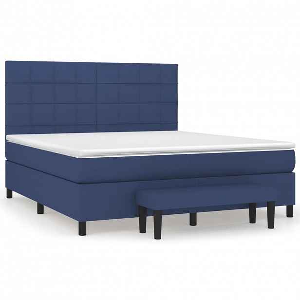 vidaXL Box spring postel s matrací modrá 180x200 cm textil