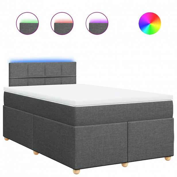 vidaXL Box spring postel s matrací tmavě šedá 120x200 cm textil